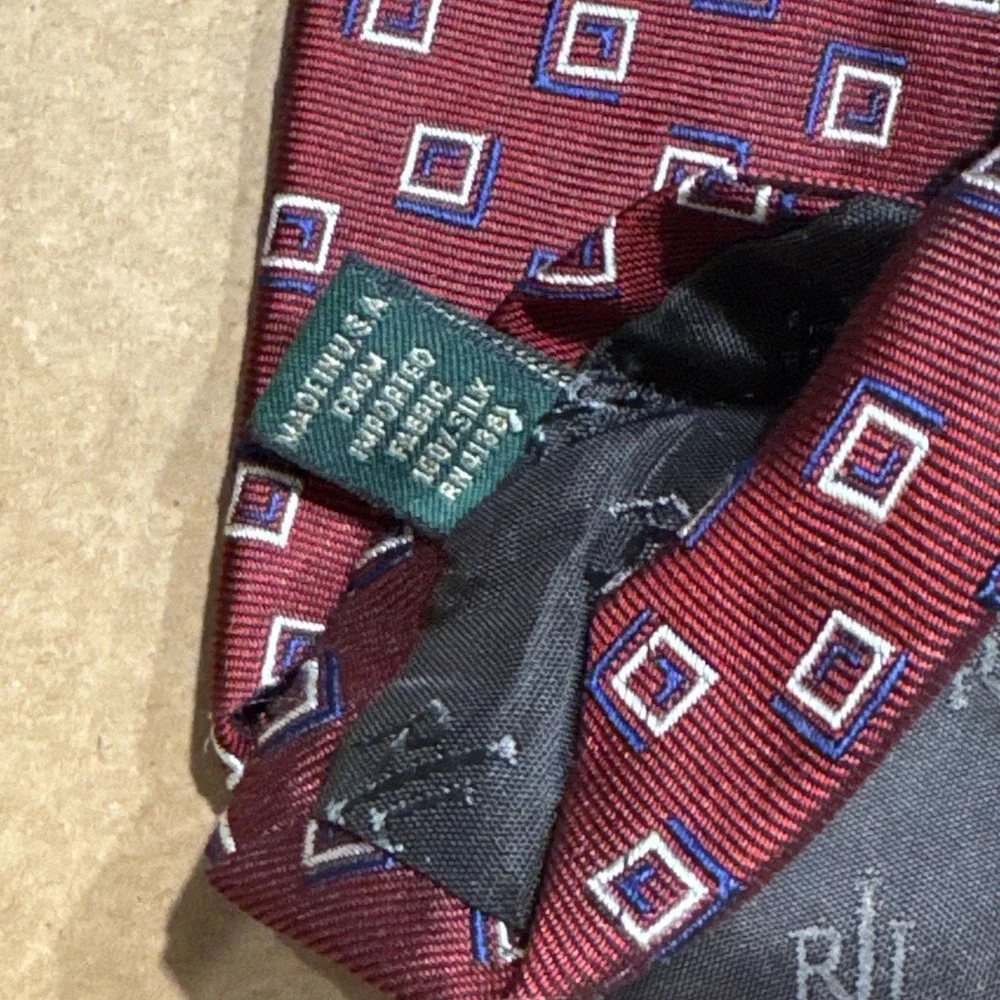 VTG LAUREN RALPH LAUREN Men's Tie‎ 100% Silk Brown Made in USA Classic Neckwear